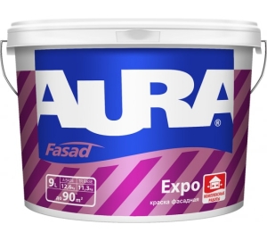 Краска фасадная акриловая Aura Expo белая 9 л