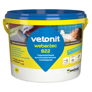 Гидроизоляционная мастика Vetonit Weber.Tec 822 серая 8 кг